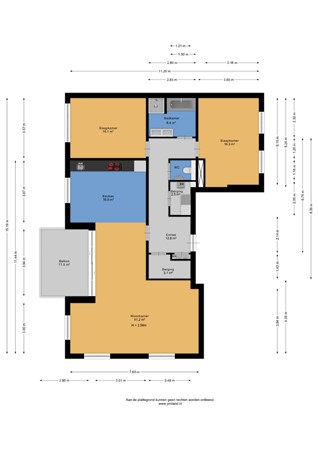 Floorplan - Poststraat 11A, 2042 HA Zandvoort